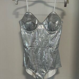 Silver bodysuit Size M.